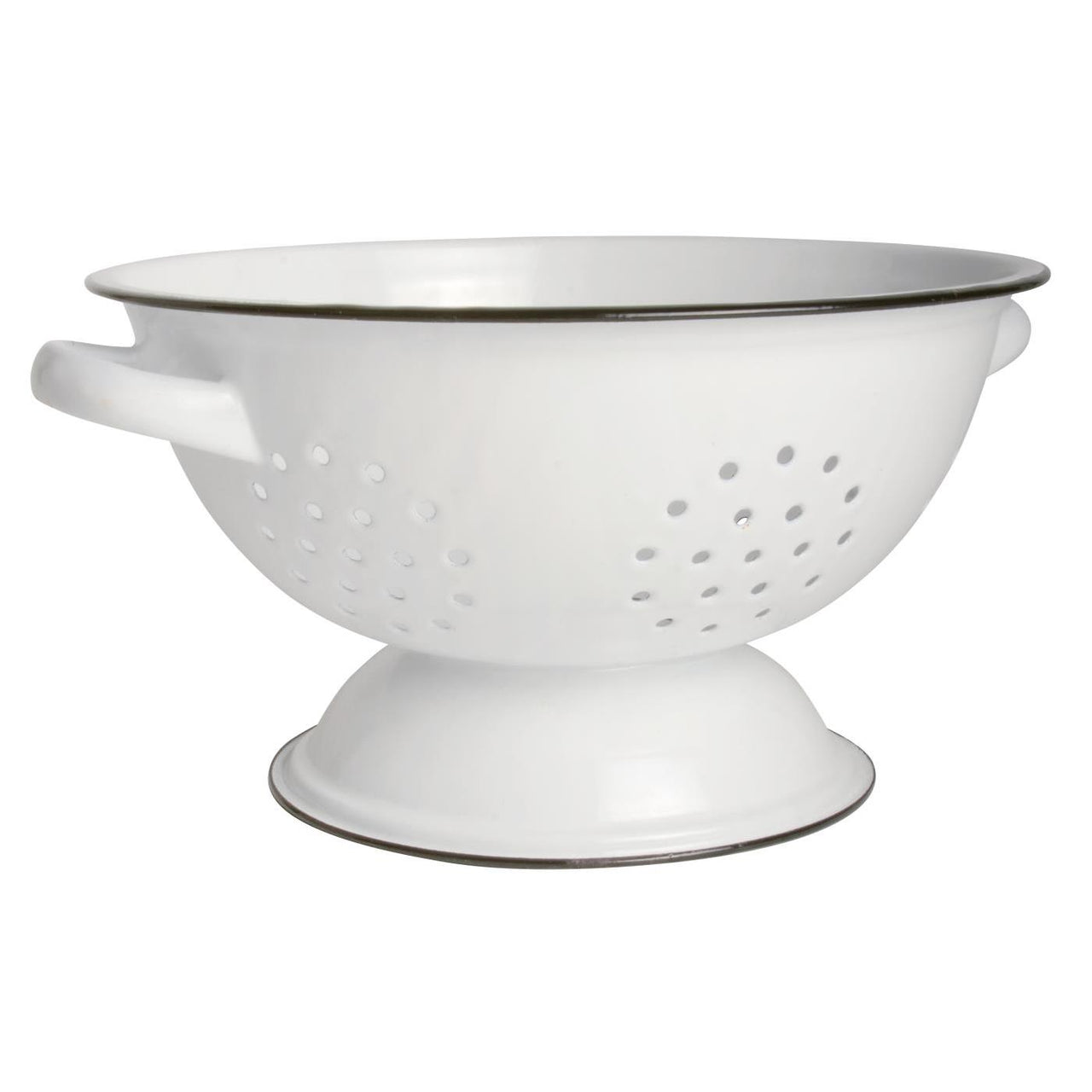 Colander Enamel White W/Black Rim