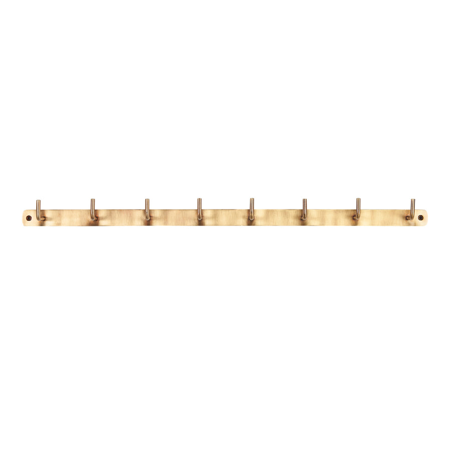 Coat Rack w/8 Hooks Antique Brass Look
