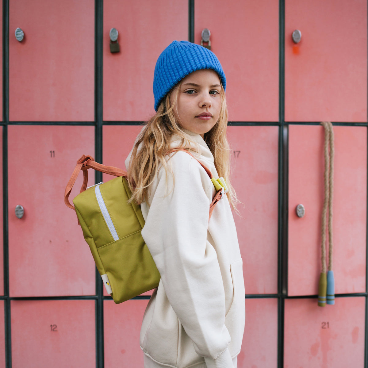 Pink and green backpack online