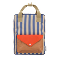 Thumbnail for Backpack Medium • Envelope • Wonders Of The Deep Sea  •  Blue Whale Sandy Sea Stripes