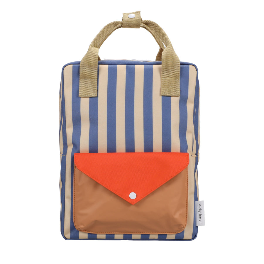 Backpack Medium • Envelope • Wonders Of The Deep Sea  •  Blue Whale Sandy Sea Stripes