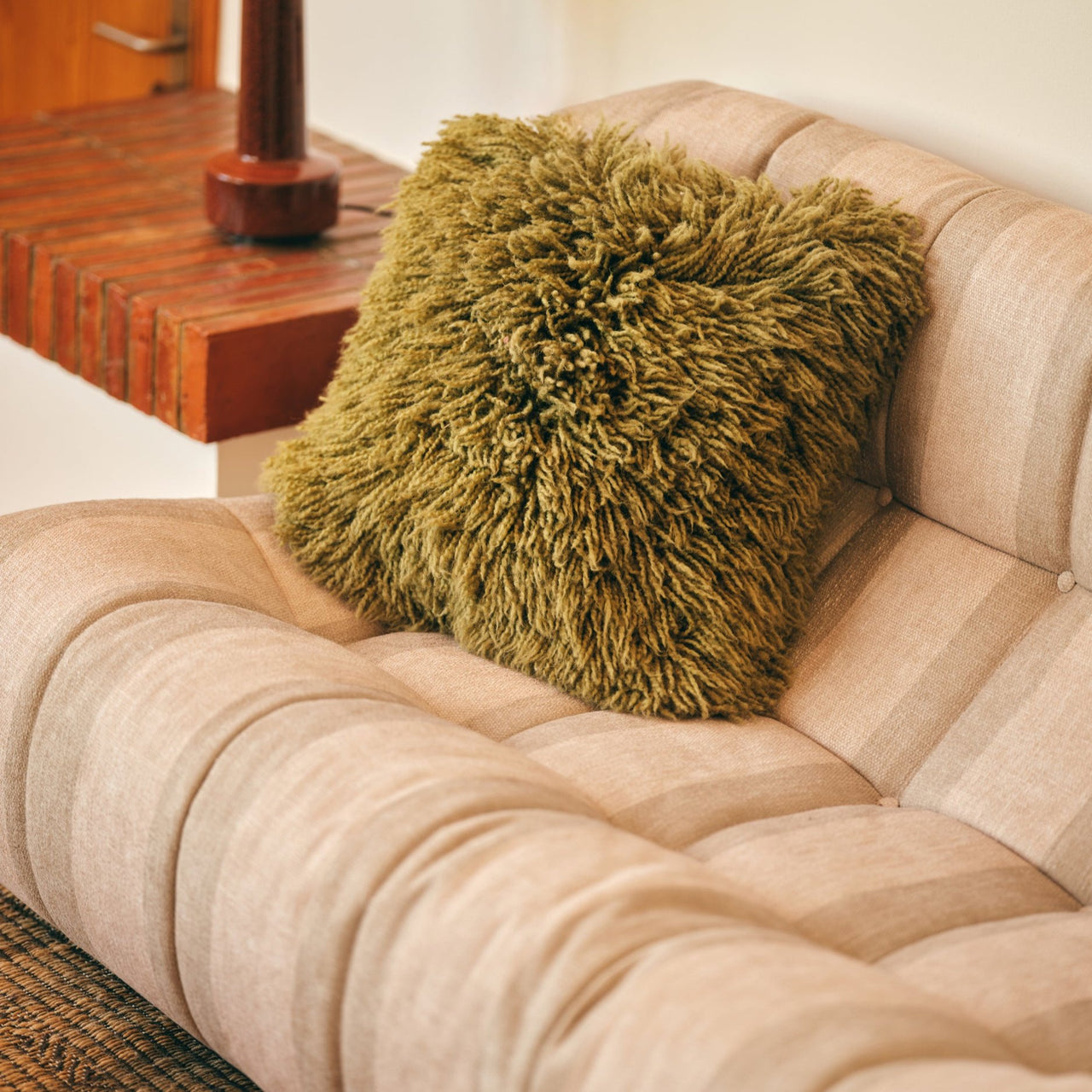 HKLIVING Fluffy Cushion Olive 50 x 50cm TCU0003