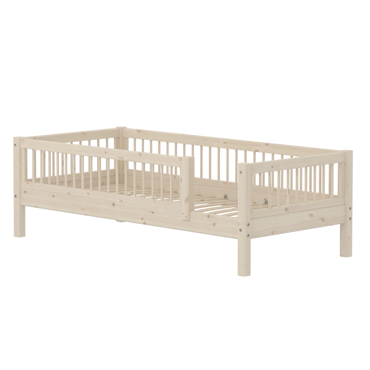 Flexa Classic Single Bed with Back & Rail - Cross Bars - 90 x 200cm (3 Colours Available)