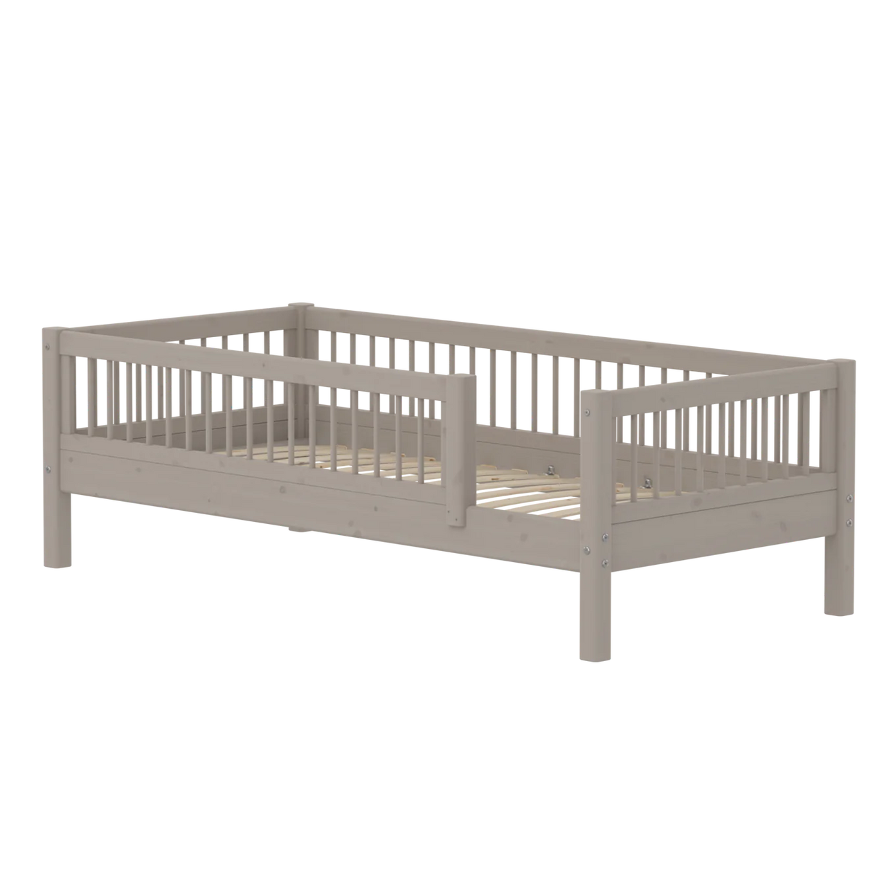 Flexa Classic Single Bed with Back & Rail - Cross Bars - 90 x 200cm (3 Colours Available)