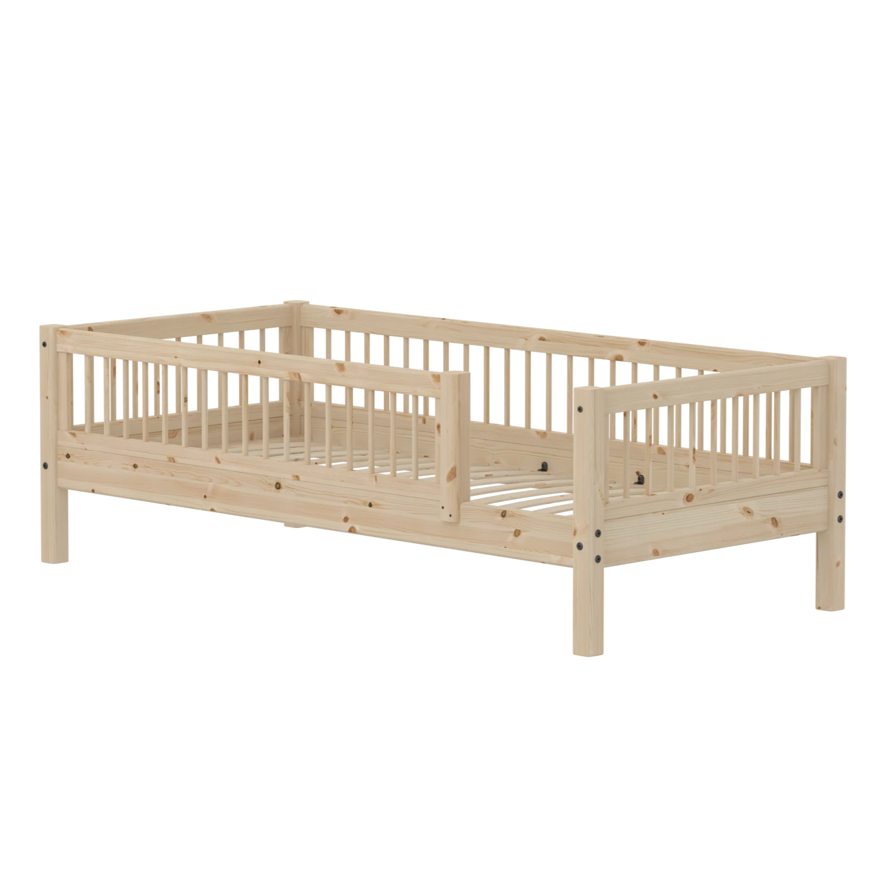 Flexa Classic Single Bed with Back & Rail - Cross Bars - 90 x 200cm (3 Colours Available)