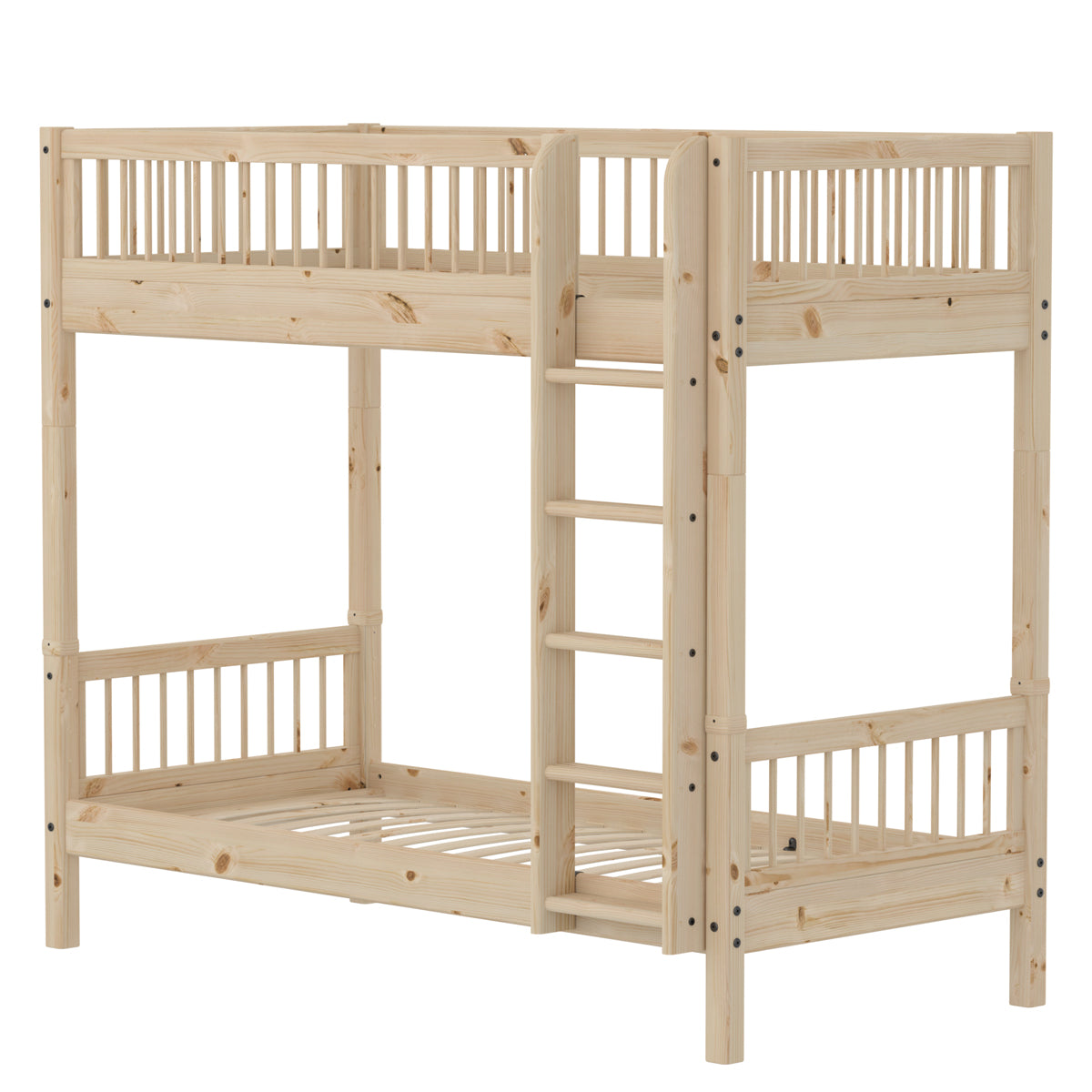 Flexa Classic High Bunk Bed with Straight Ladder - Cross Bars - Raw (3 Colours)