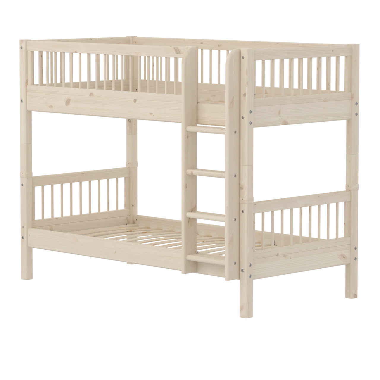 Flexa Classic High Bunk Bed with Straight Ladder - Cross Bars - Raw (3 Colours)