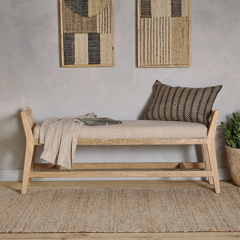 Nkuku Avanthi Upholstered Sleigh Bench - Natural