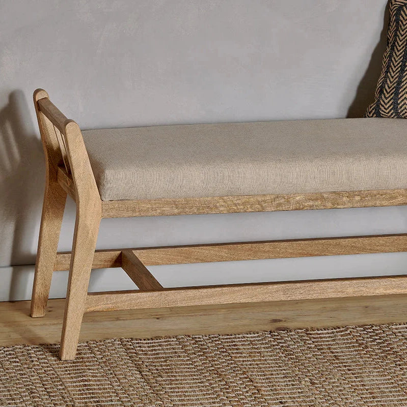 Nkuku Avanthi Upholstered Sleigh Bench - Natural