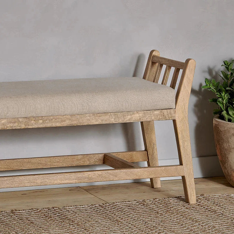 Nkuku Avanthi Upholstered Sleigh Bench - Natural