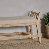 Thumbnail for Nkuku Avanthi Upholstered Sleigh Bench - Natural