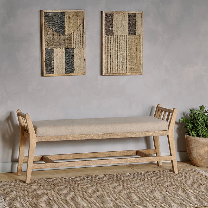 Nkuku Avanthi Upholstered Sleigh Bench - Natural