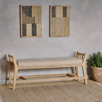 Thumbnail for Nkuku Avanthi Upholstered Sleigh Bench - Natural