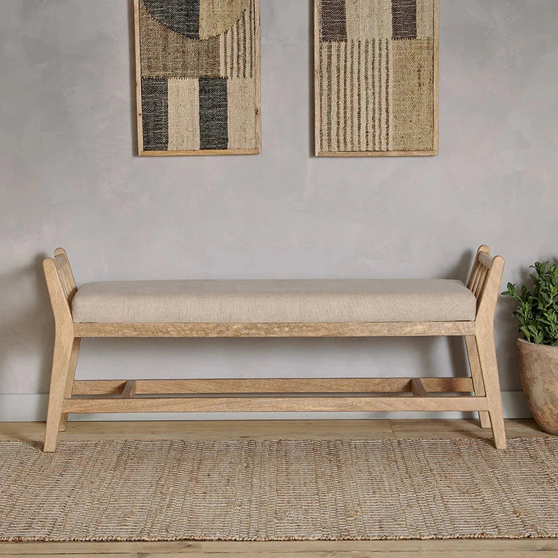 Nkuku Avanthi Upholstered Sleigh Bench - Natural