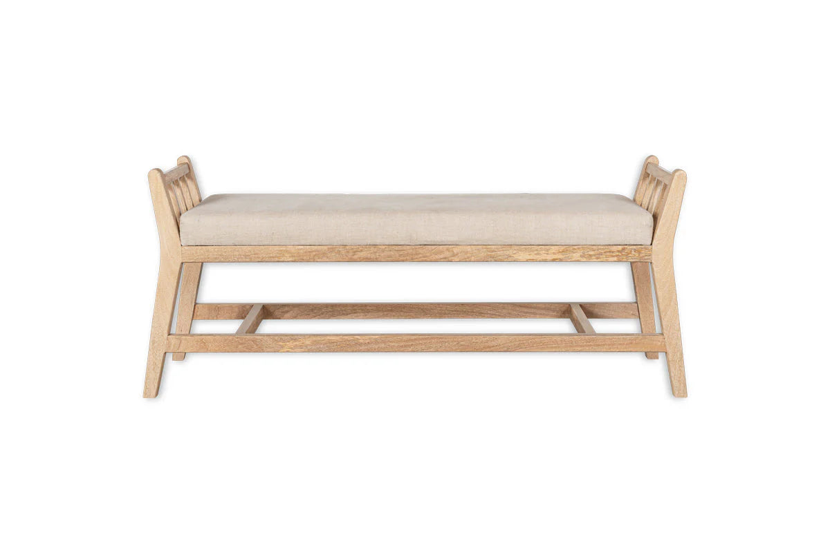 Nkuku Avanthi Upholstered Sleigh Bench - Natural