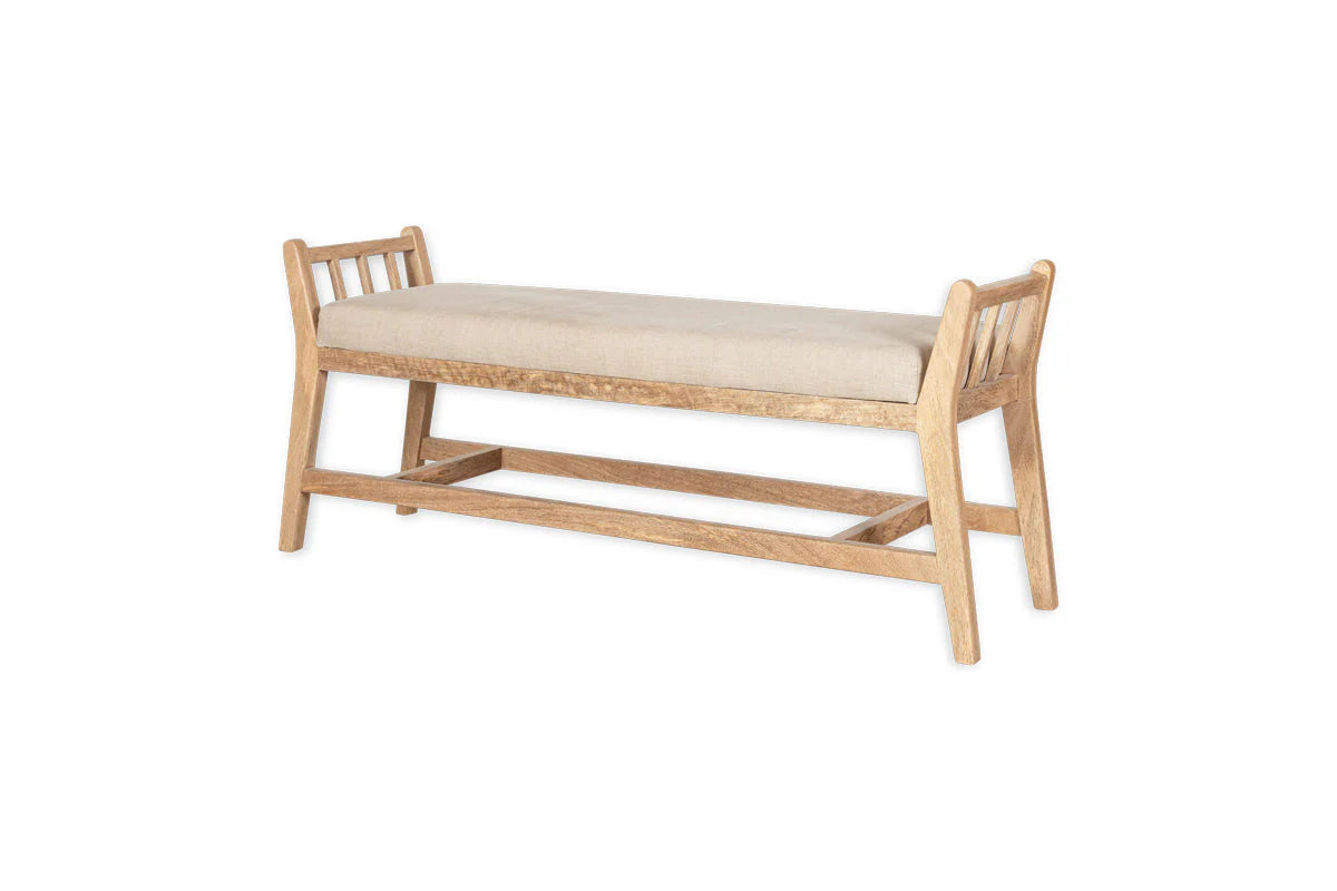 Nkuku Avanthi Upholstered Sleigh Bench - Natural