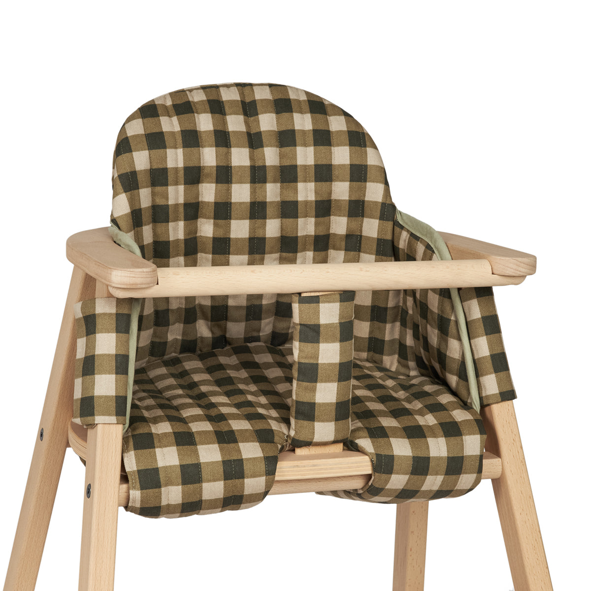 Nobodinoz Growing Green High Chair Cushion - Green Checks