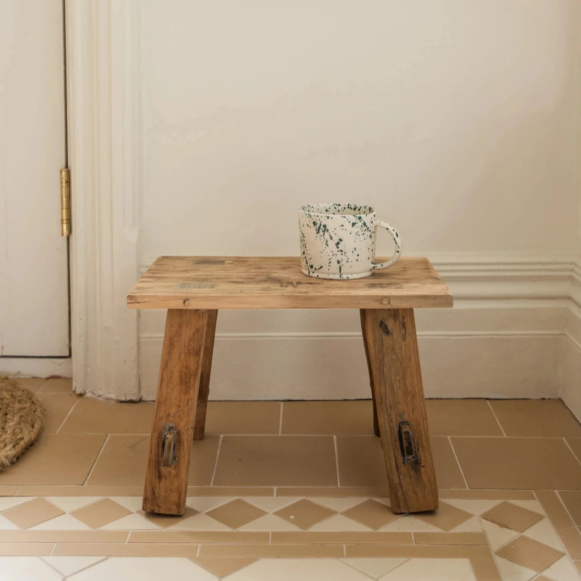 Natural Small Recycled Teak Stool