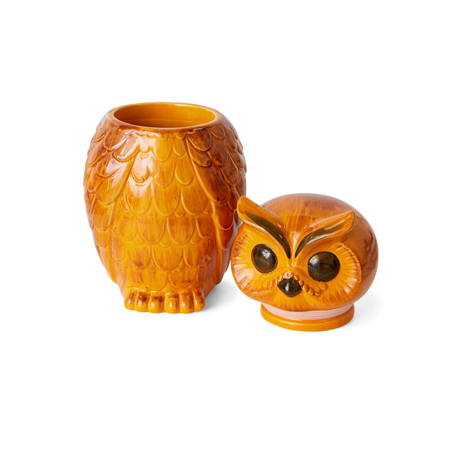 Ceramic Owl Jar Tangerine