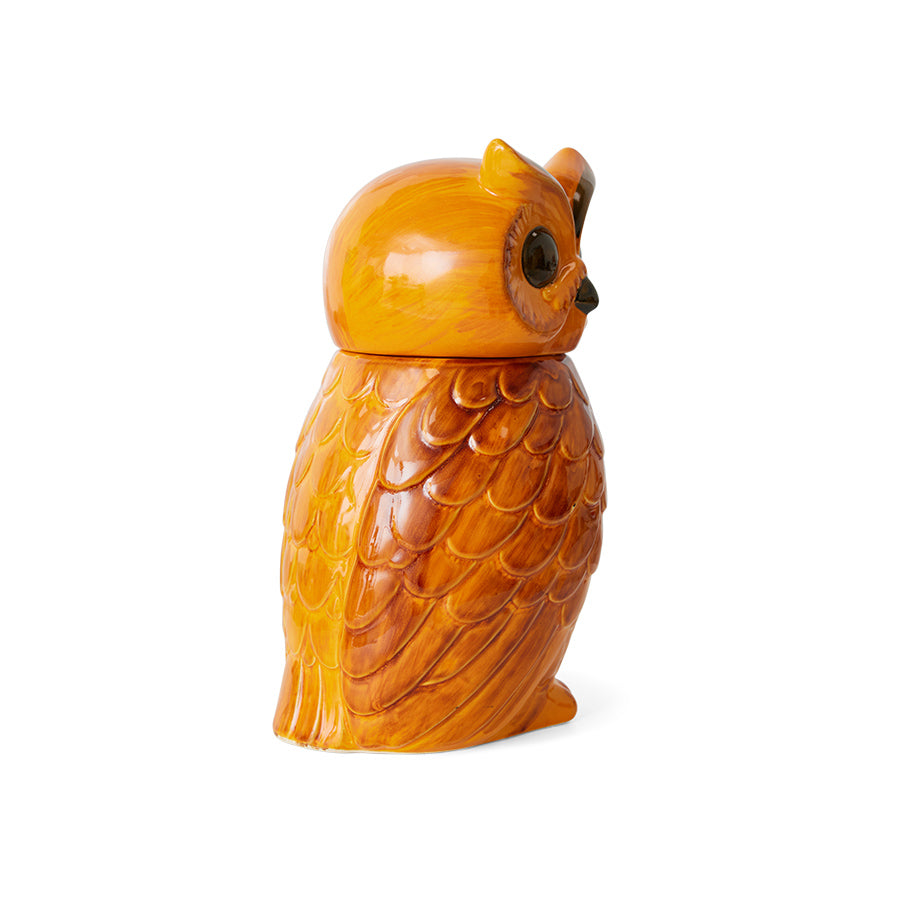 Ceramic Owl Jar Tangerine