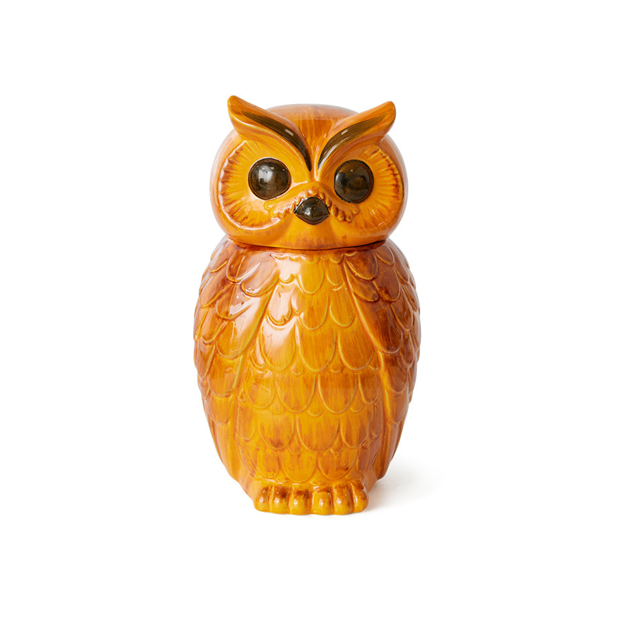 Ceramic Owl Jar Tangerine