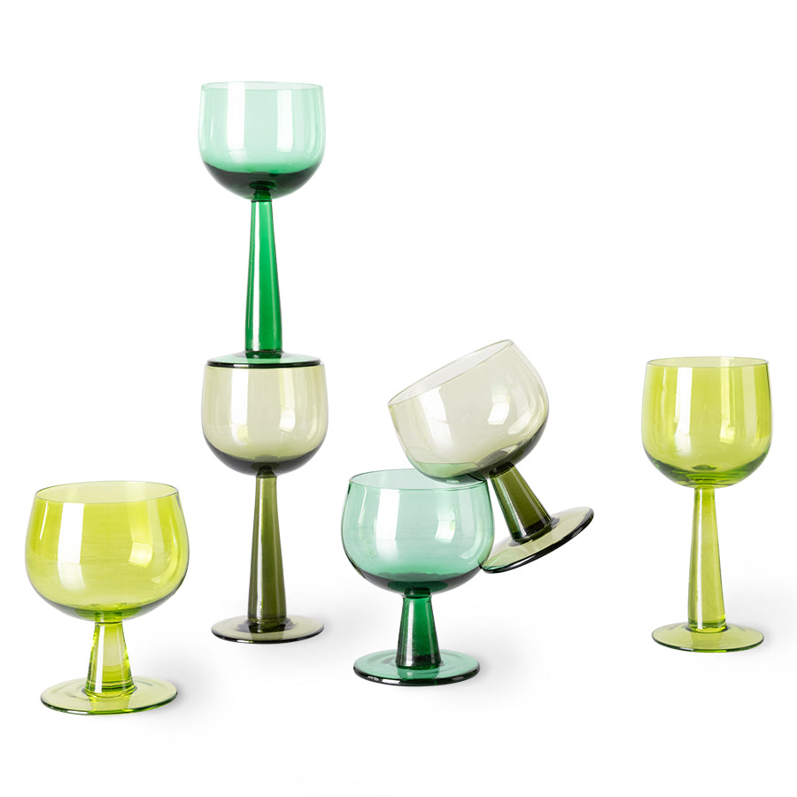 The Emeralds: Wine Glass Low Fern Green, Set of 4