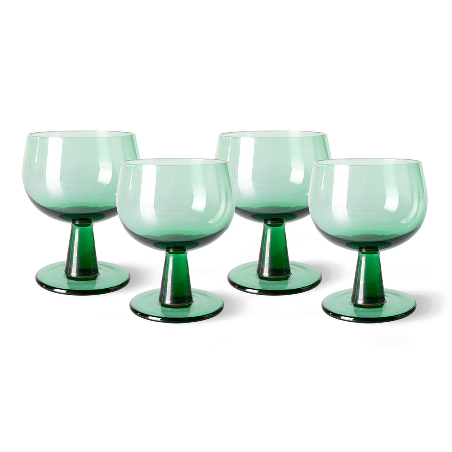 The Emeralds: Wine Glass Low Fern Green, Set of 4