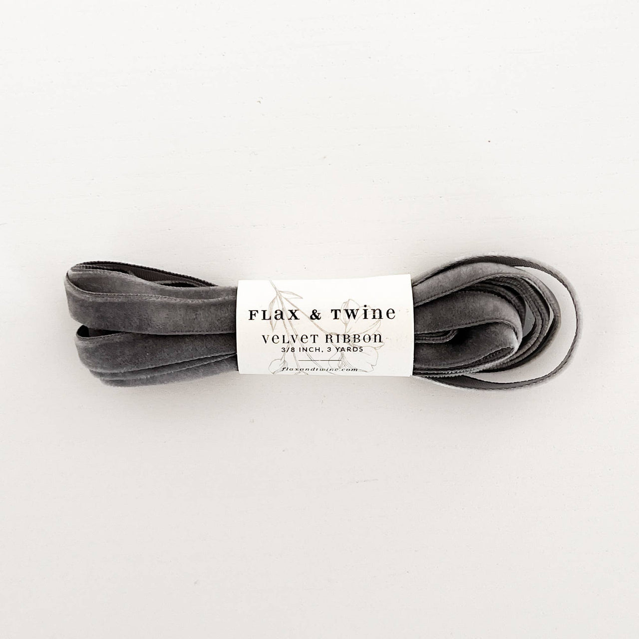 Flax & Twine 3/8" Velvet Ribbon: Pewter / 3 yards