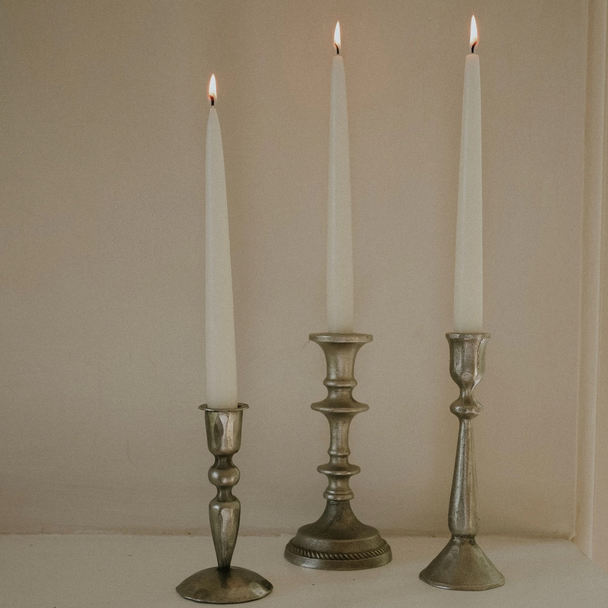 MeanWhile Antique Silver French Candlestick - Large (in Cotton Bag)