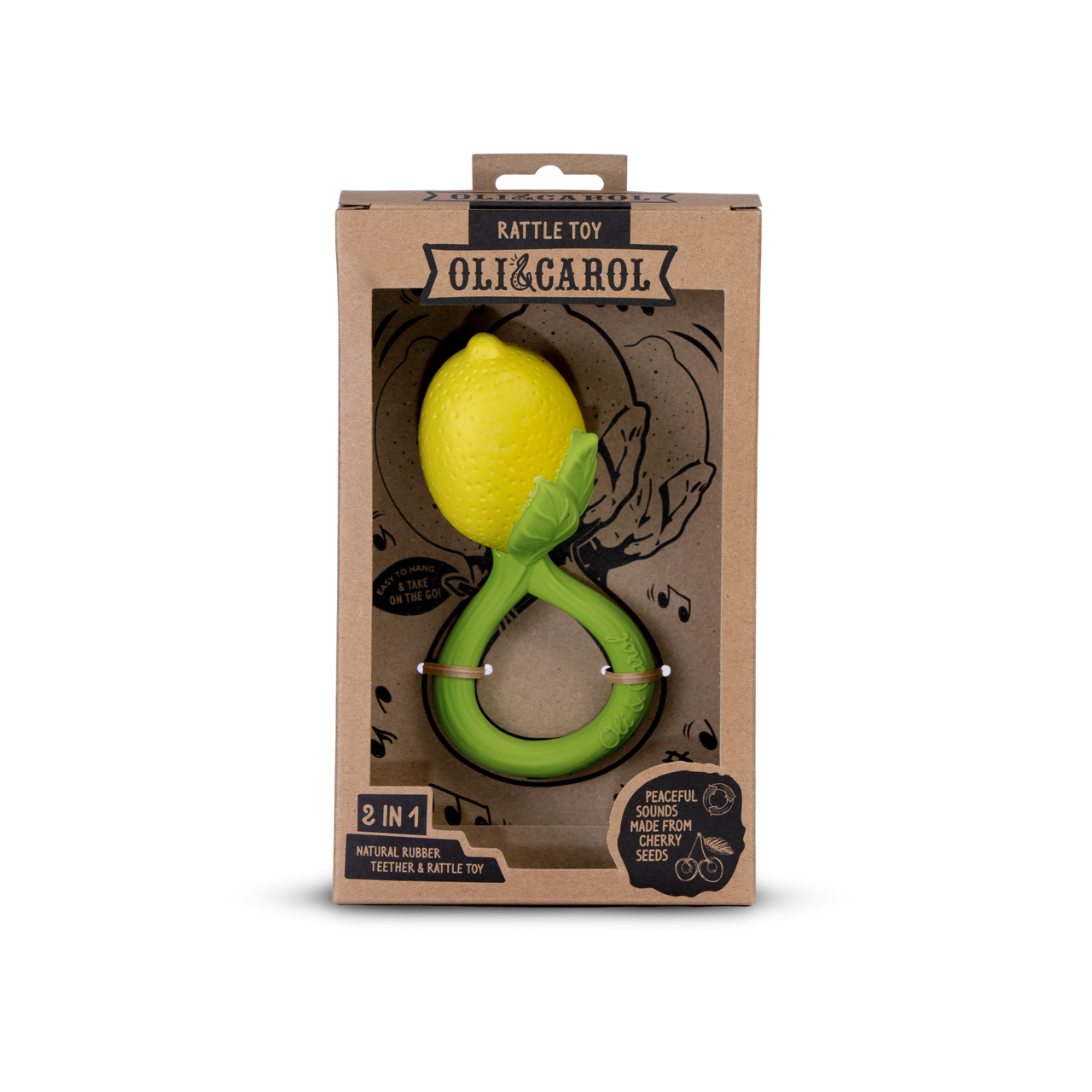 Lemon Rattle Toy - Natural Rubber Baby Rattle Oli&Carol