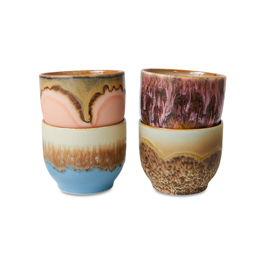 70s Ceramics: Cafe Mugs Lagoon Set Of Four