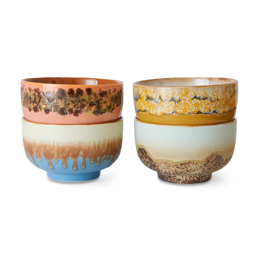 HKLiving 70s Ceramics: Noodle bowl - Seabreeze, Set of 4 KST0038