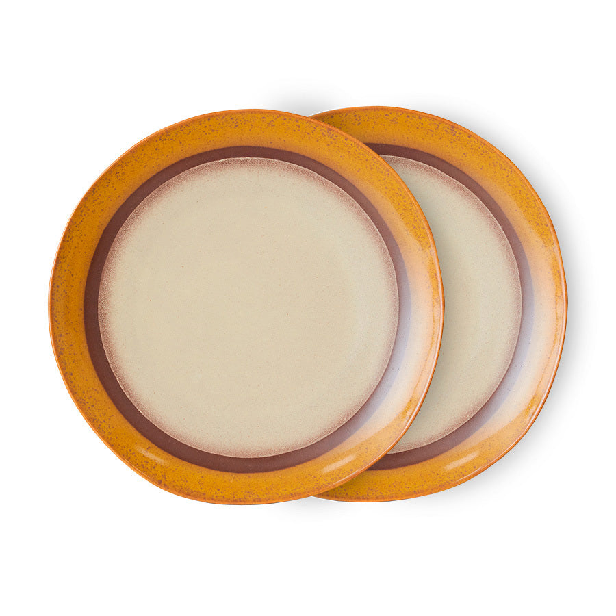 HKLIVING 70's Ceramics Dinner Plate Coconut (set of 2) KST0061