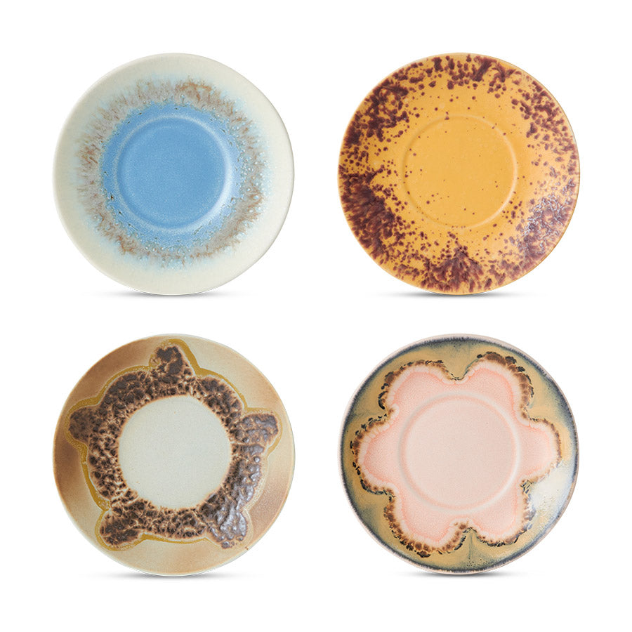 70s Ceramics: Saucers (Set of 4) Ocean