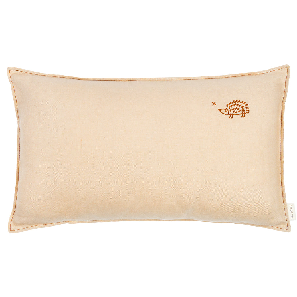 Embroidered rectangular cushion L1N0 in washed French linen