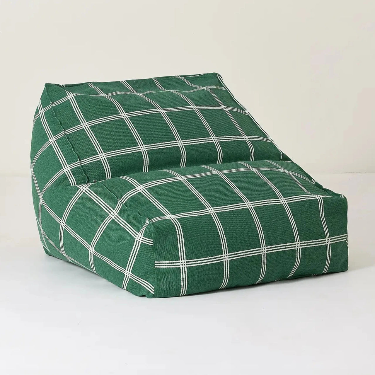 Armchair Beanbag Vibes Green White Windowpane