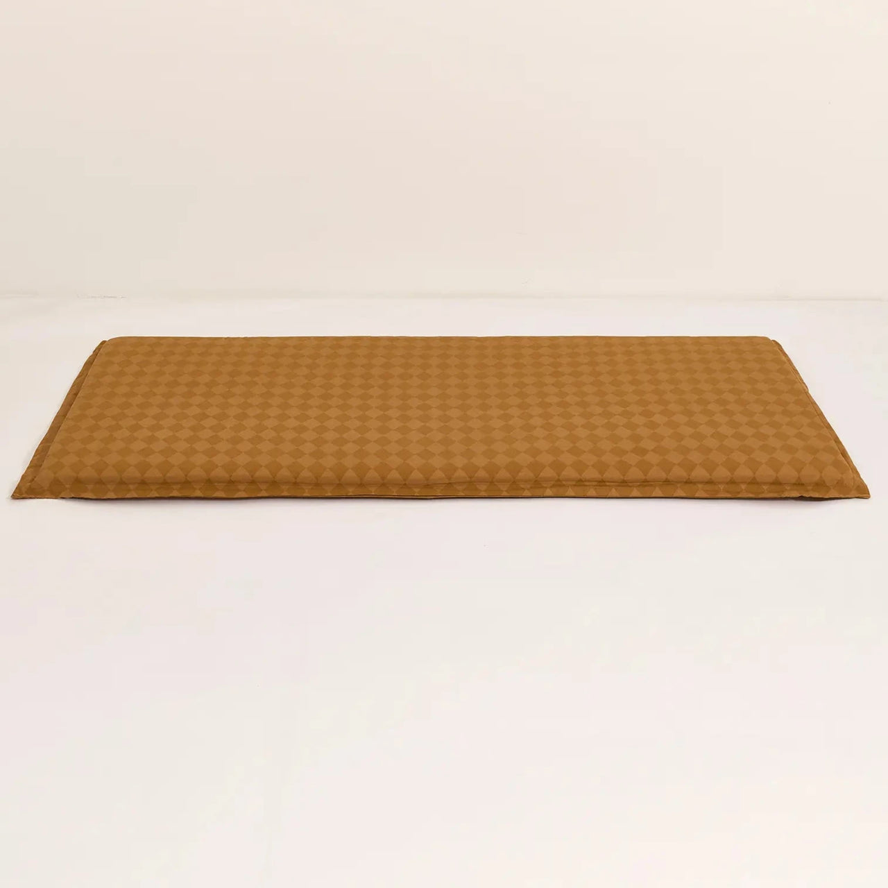 Nobodinoz Kid Floor Mattress in Washed Cotton Vibes - Removable Cover Mustard Harlequin