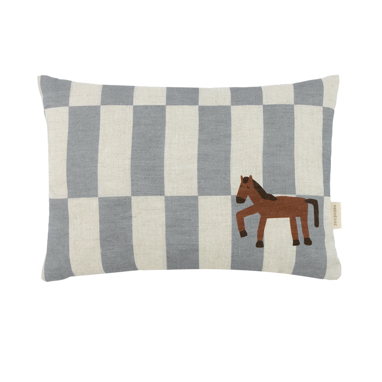 Vibes Linen Cushion Blue Tiles Horse