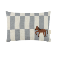 Thumbnail for Vibes Linen Cushion Blue Tiles Horse