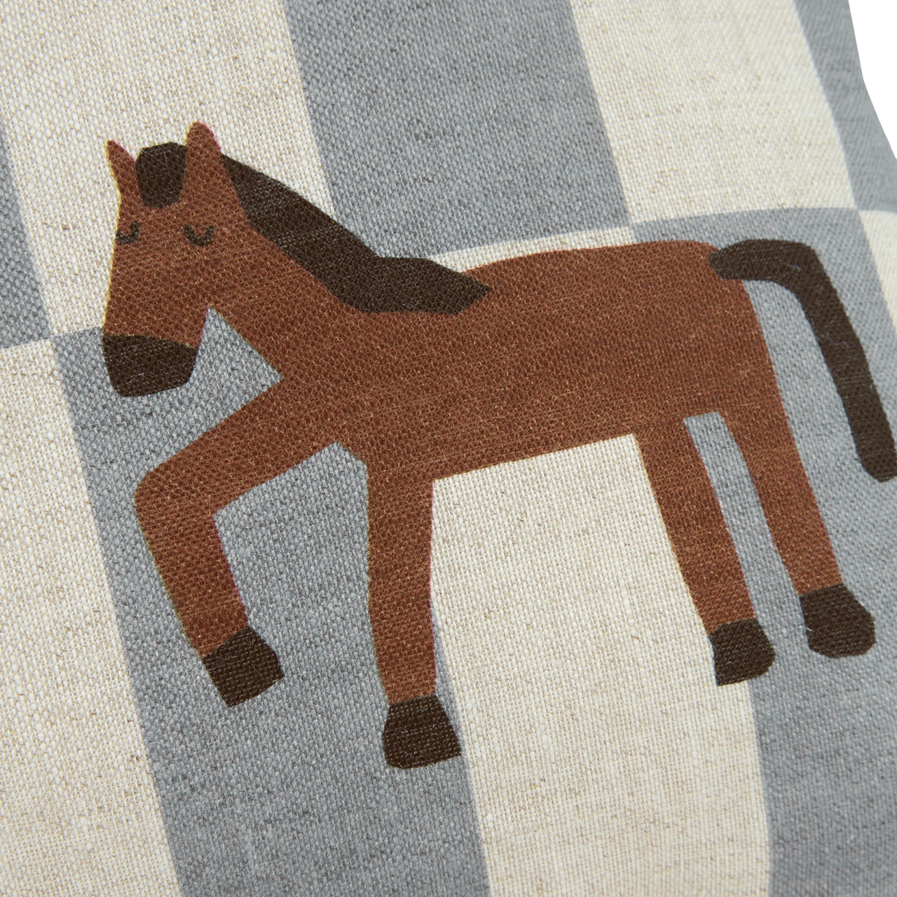 Vibes Linen Cushion Blue Tiles Horse