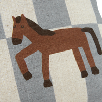 Thumbnail for Vibes Linen Cushion Blue Tiles Horse