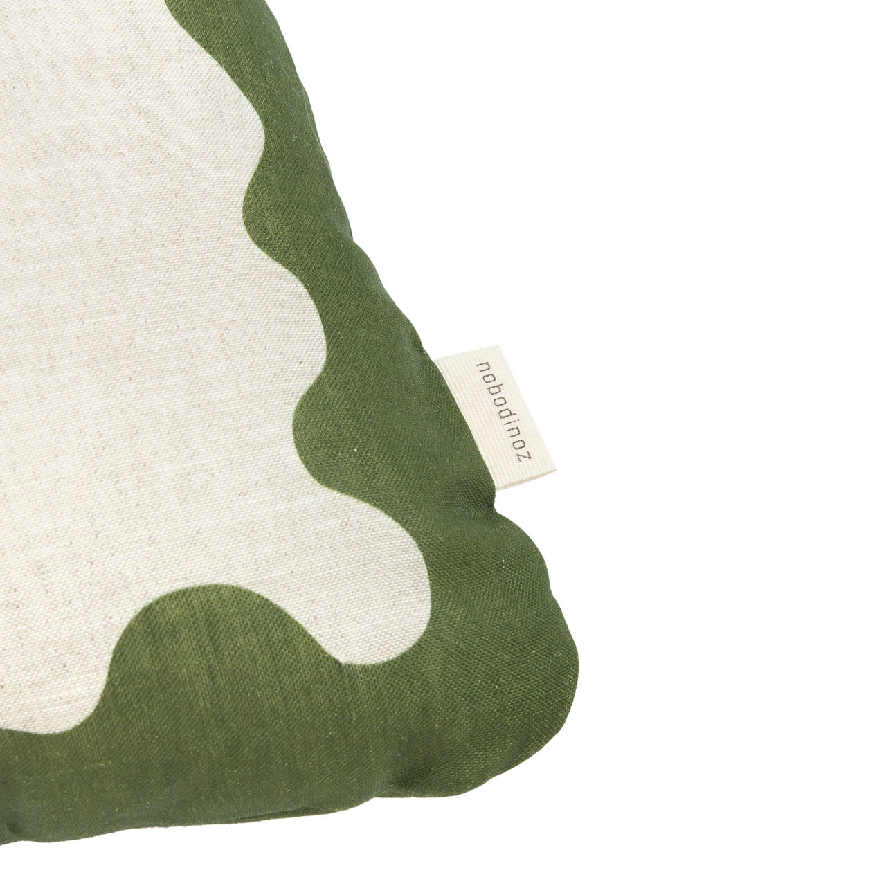 Nobodinoz Rectangular cushion in French linen Vibes L Green