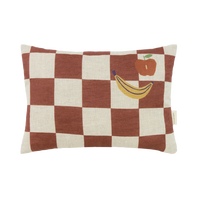 Thumbnail for Vibes Linen Cushion Maroon Checks Fruit