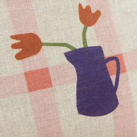 Thumbnail for Nobodinoz Rectangular cushion in French linen Vibes M Pink Windowpane Tulips