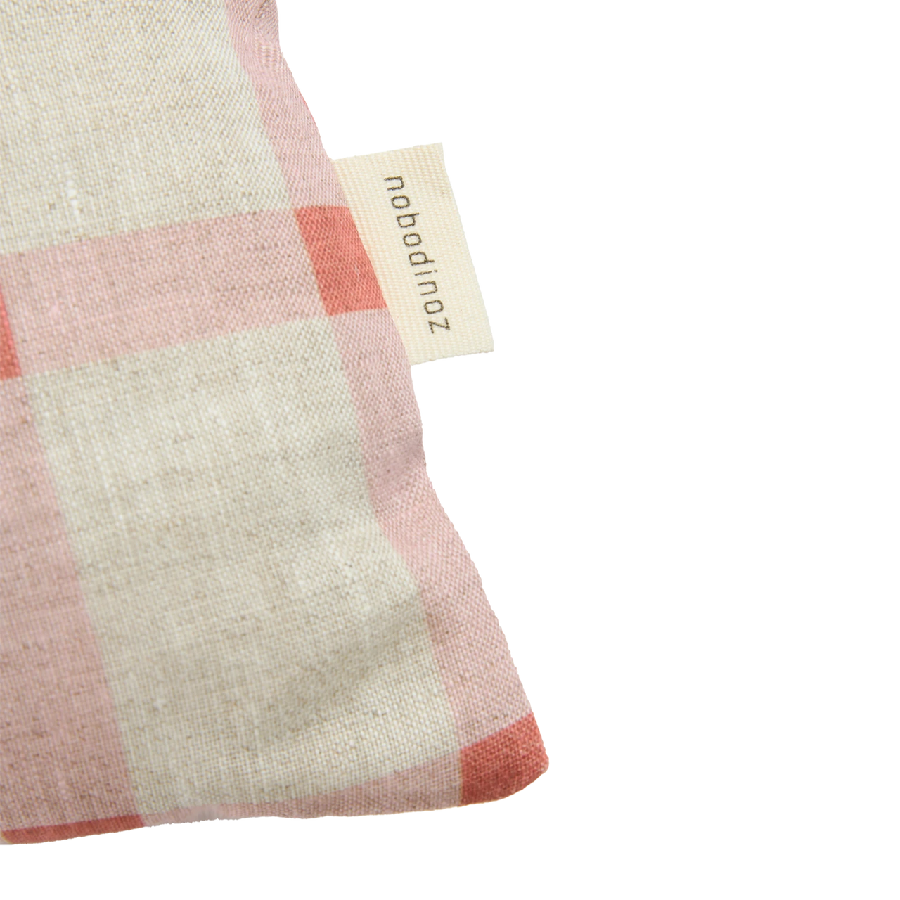 Nobodinoz Rectangular cushion in French linen Vibes M Pink Windowpane Tulips