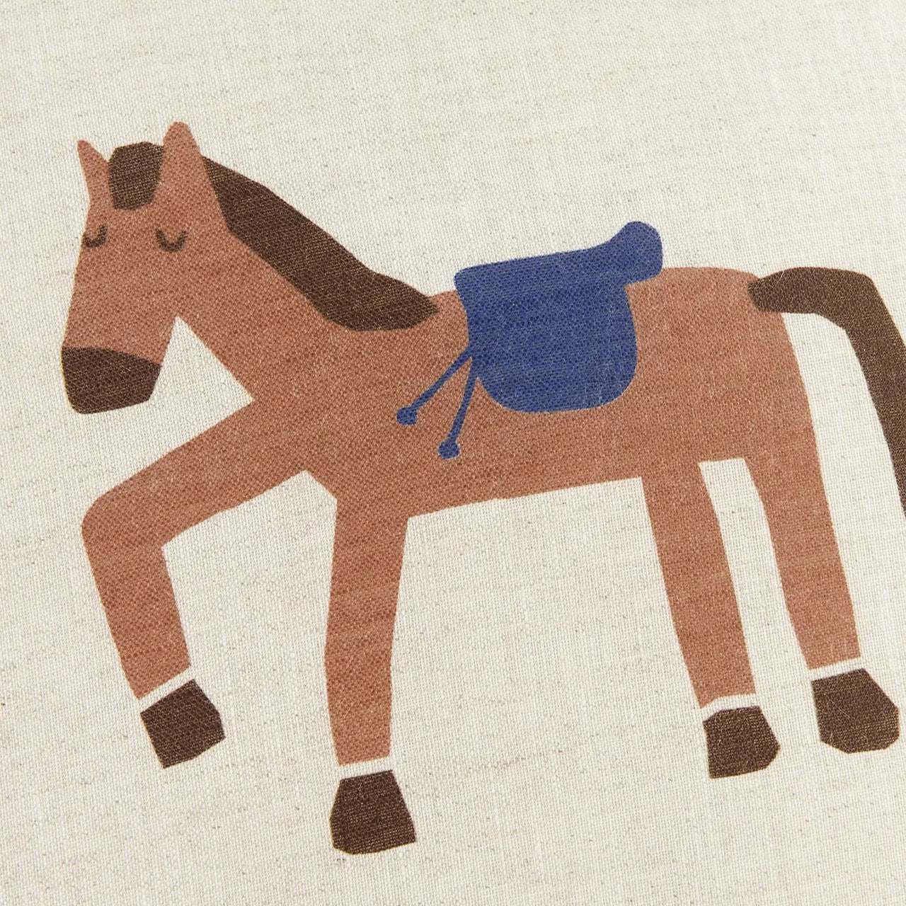 Nobodinoz Square cushion in French linen Vibes Charcoal Stripes Horse