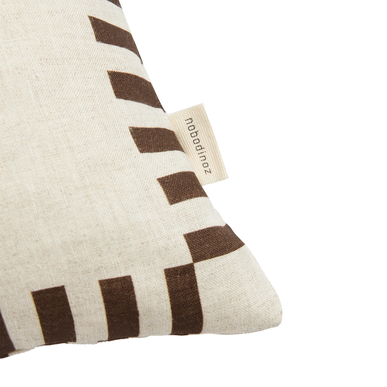 Nobodinoz Square cushion in French linen Vibes Charcoal Stripes Horse