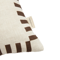 Thumbnail for Nobodinoz Square cushion in French linen Vibes Charcoal Stripes Horse