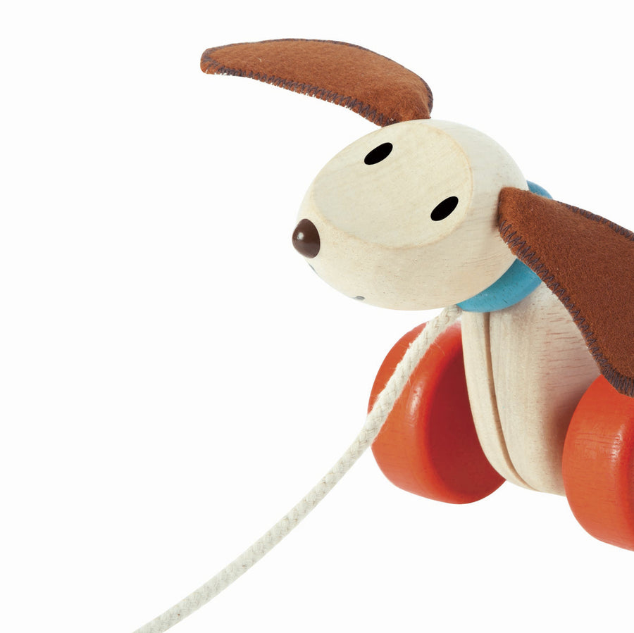 Happy Puppy pull along dog from Plan toys Folk Interiors