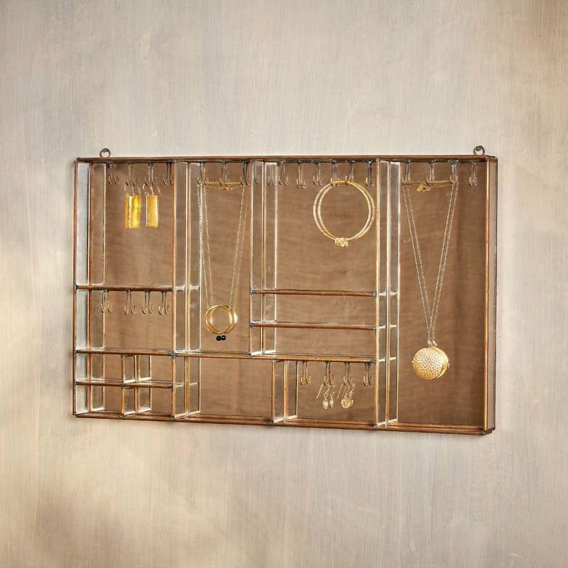 Nkuku Bequai Wall Hung Jewellery Box - Antique Brass - Large